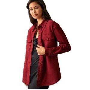 Good American burgundy light  shacket jacket size 0 - XS